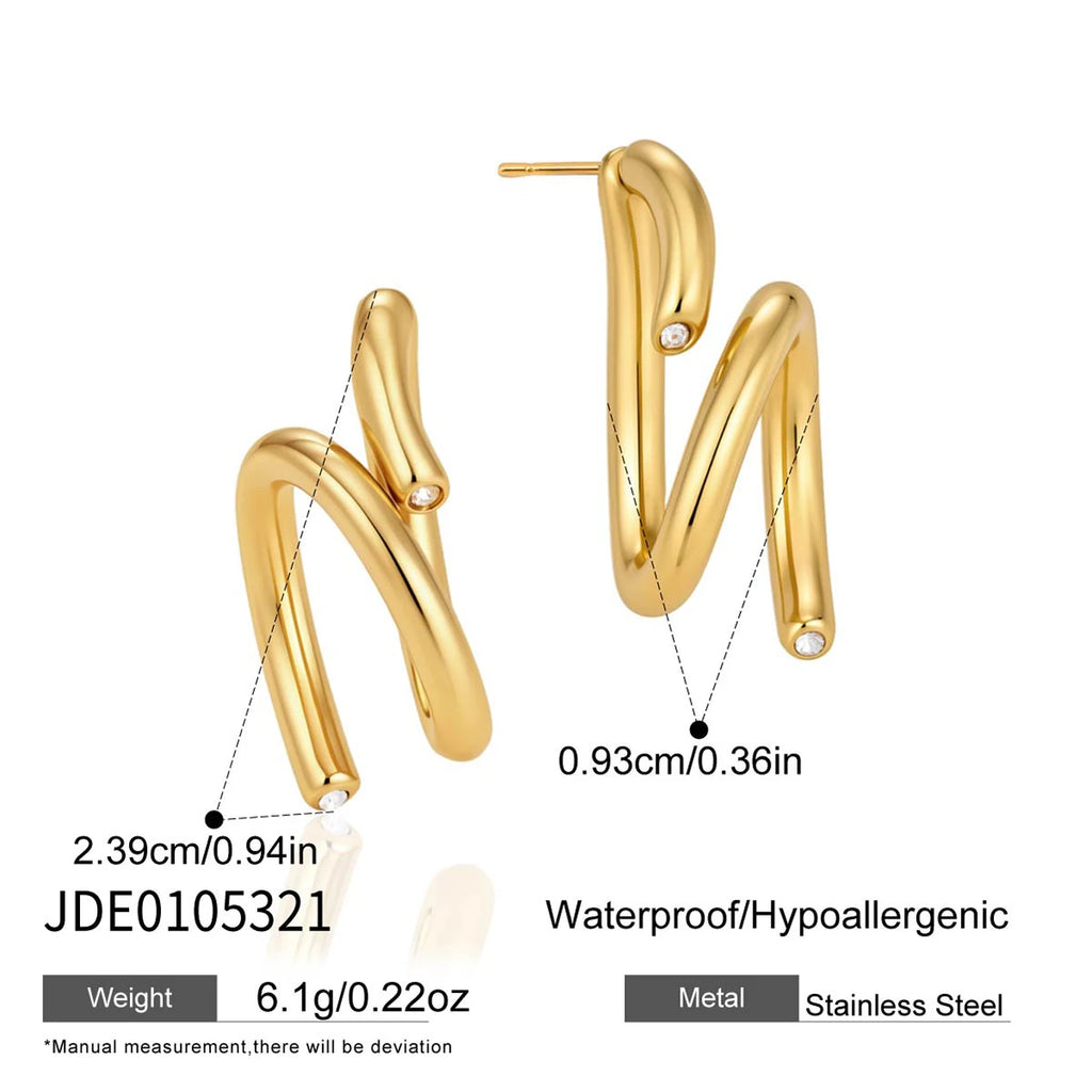 KIKA Detachable Geometric Stud Earrings 18K Gold PVD Plated Stainless Steel 316L