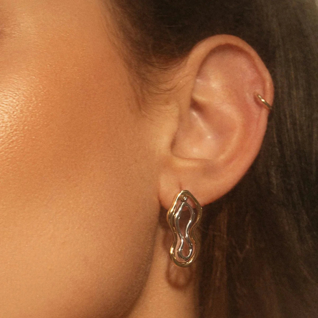 Two Tone Sculptural Freeform Earrings