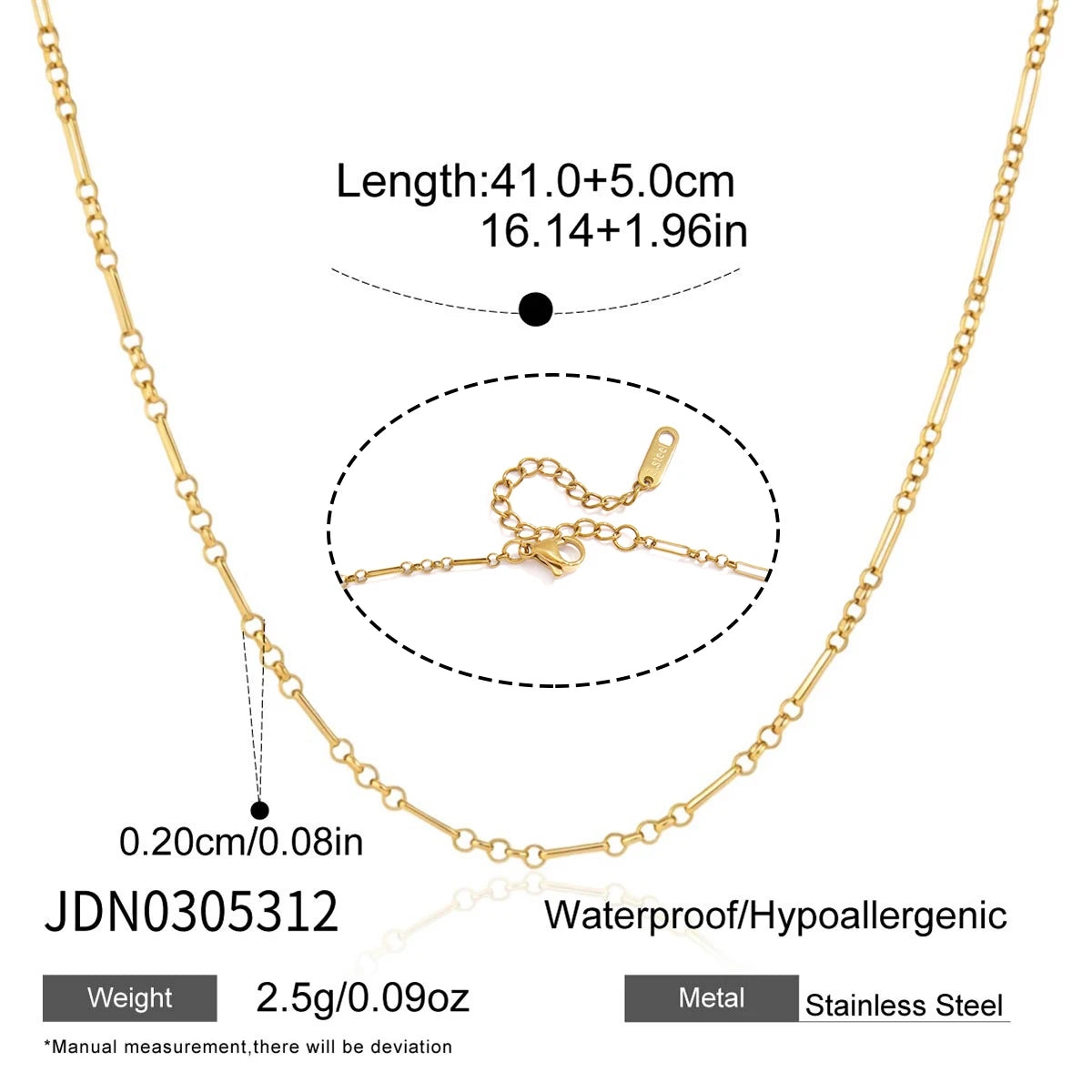 KIKA Minimalist Chain Necklace PVD Plated Stainless Steel 316L