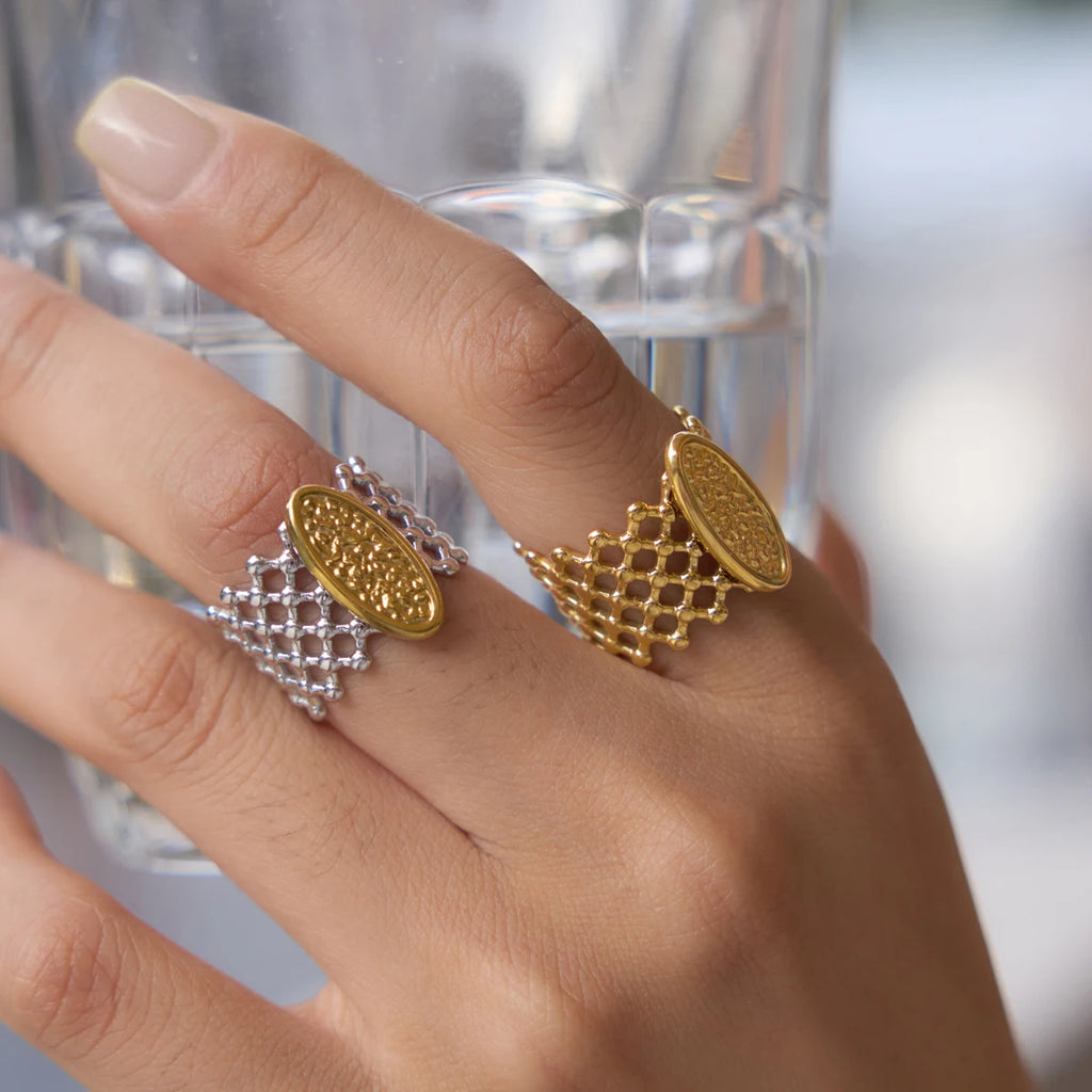 Kika Minimalist Hollow Open Mesh Rings