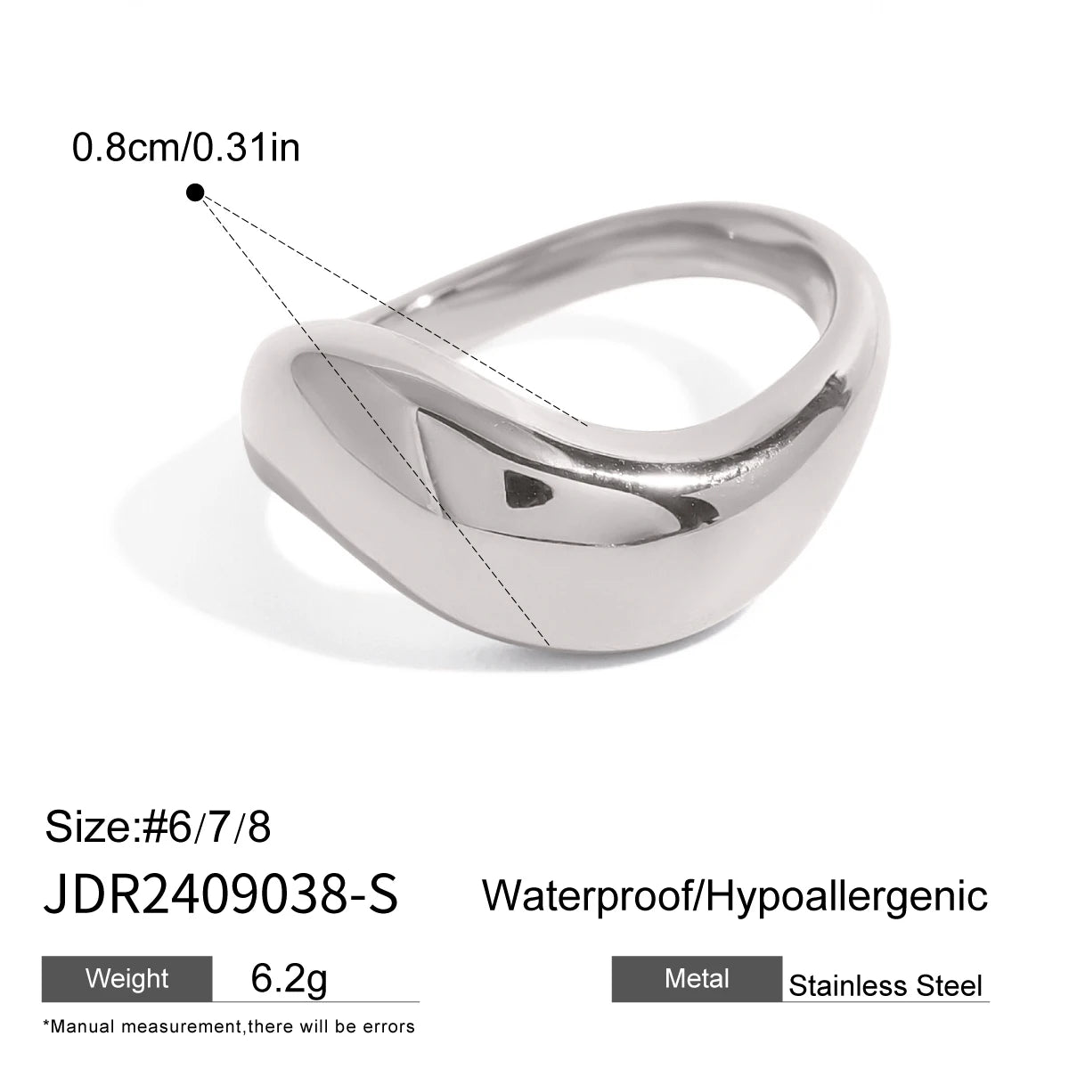 Wave Ring Large Light Surface Stackable