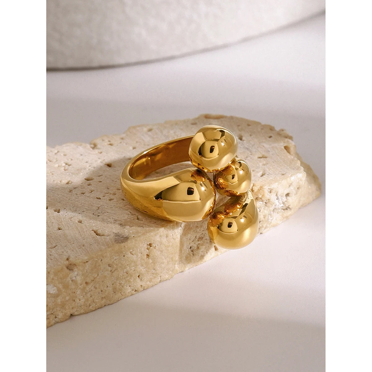 Kika Unique 18K Gold Color Irregular Stainless Steel Open Ring