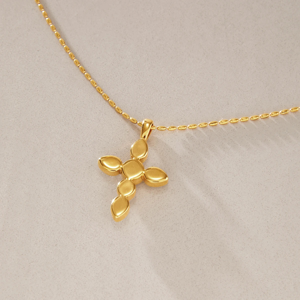 KIKA  Classic Zircon Cross Necklace Earrings  18K Gold PVD Plated Stainless Steel316L
