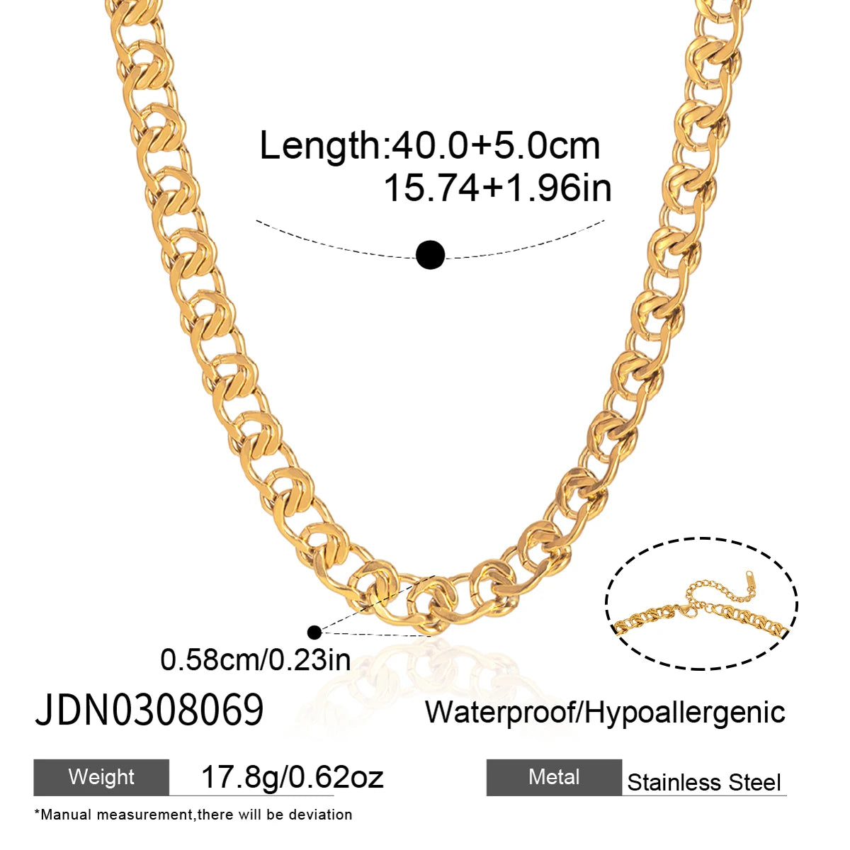 KIKA Minimalist Chunky Chain Necklace Bracelet For Women 18K Gold PVD Plated Stainless Steel Necklace Bracelet Fashion Jewelry