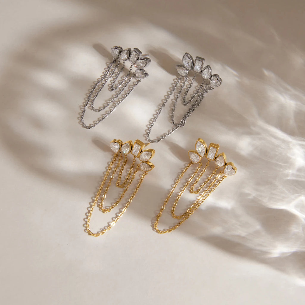 Kika Geometric Zircon Stud Earrings