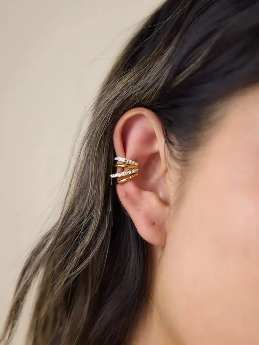 Kika Delicate Double Layered Lines Design Earrings