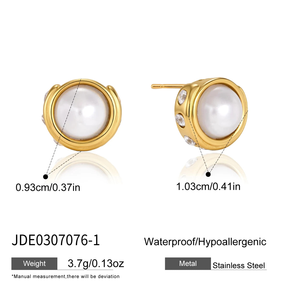 KIKA Classic Geometric Zircon Stud Earrings For Women Minimalist 18K Gold PVD Plated Stainless Steel 316L