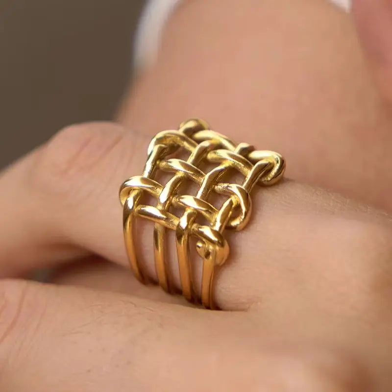 KIKA Minimalist Hollow Mesh Rings PVD Plated Stainless Steel 316L