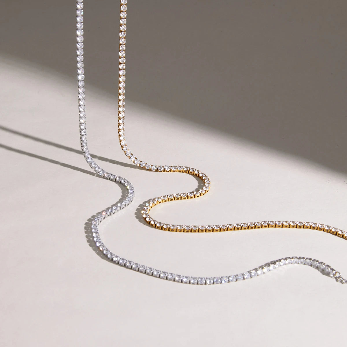 KIKA  Delicate 3MM Zircon Tennis Chain Necklace  Minimalist 18K Gold Plated Stainless Steel 316L