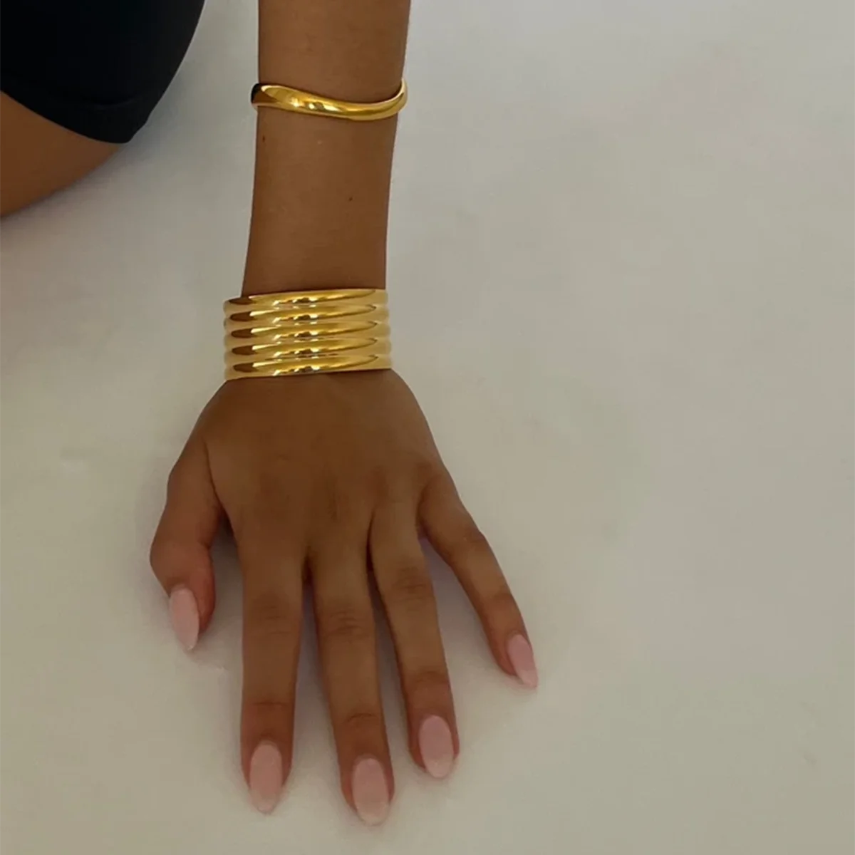 Kika Minimalist Stainless Steel Line Hollow Bracelets