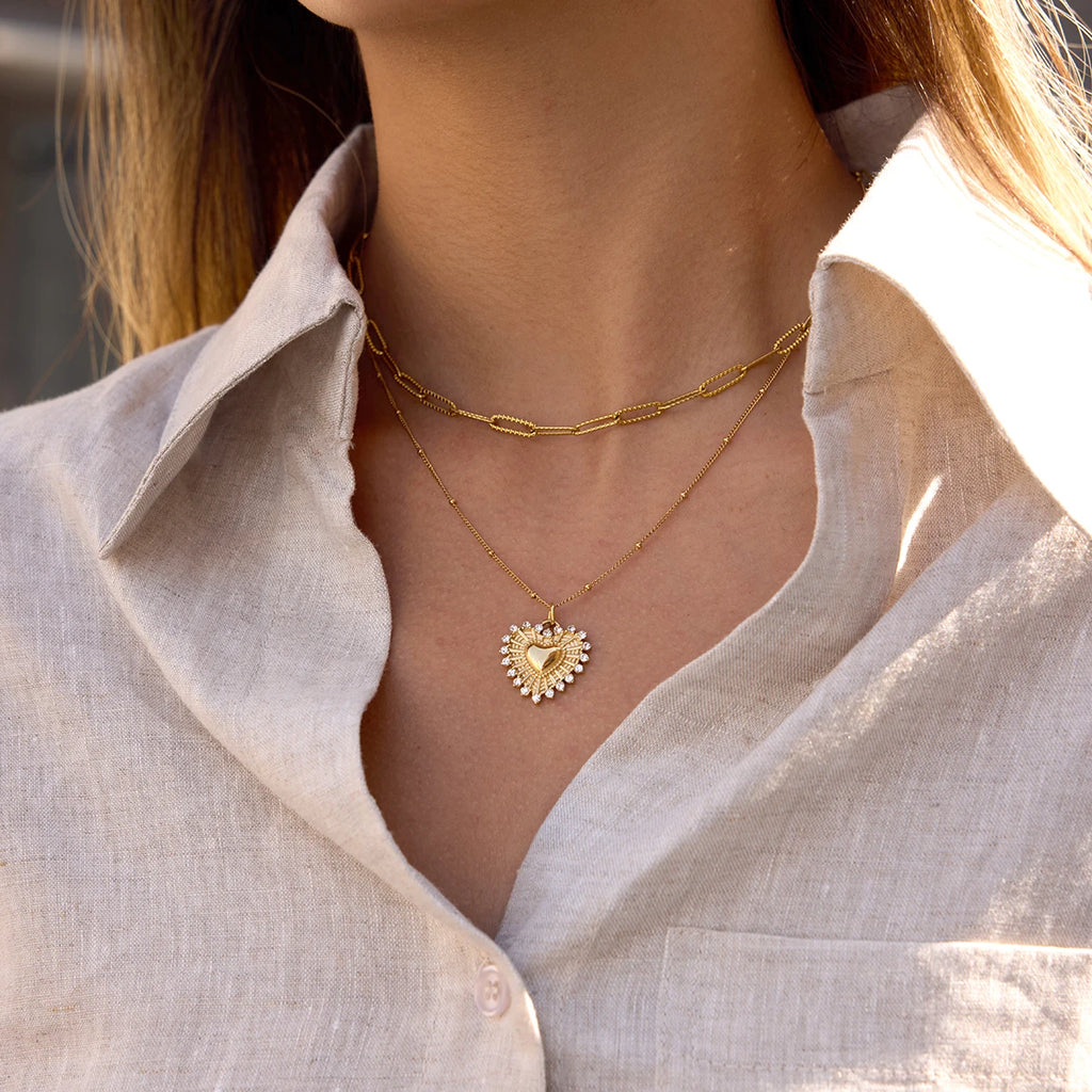 Kika Temperament Heart Pendant Chain Necklace