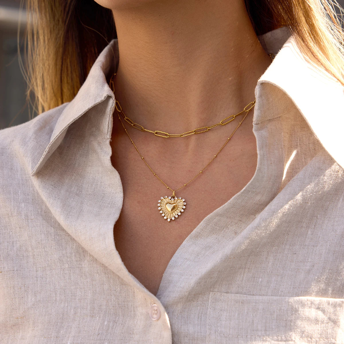 Kika Temperament Heart Pendant Chain Necklace