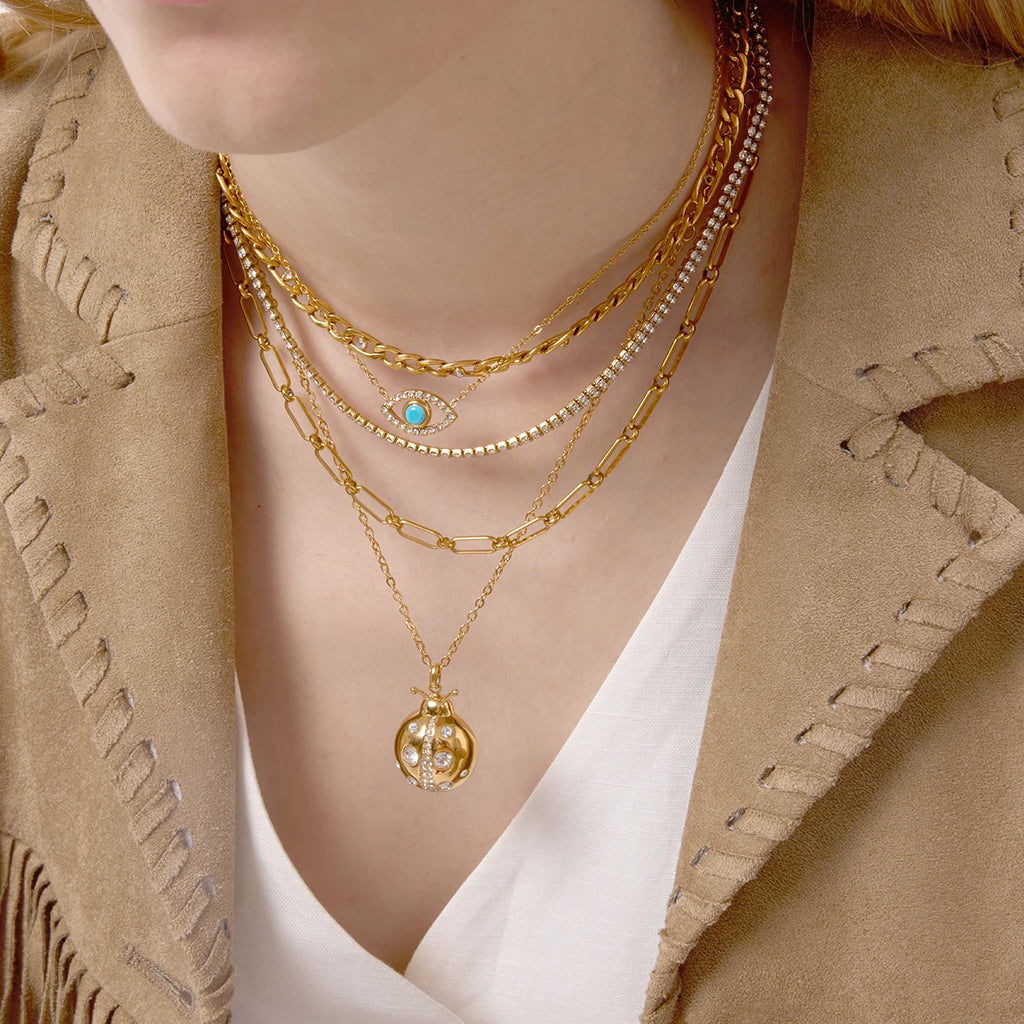 Kika White Zircon Ladybird Pendant Necklace