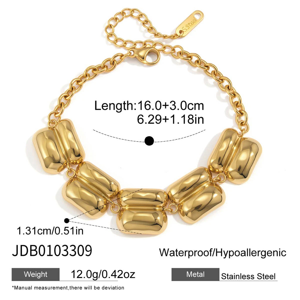 Kika Delicate Gold Color Double Layered Wide Face Bracelet
