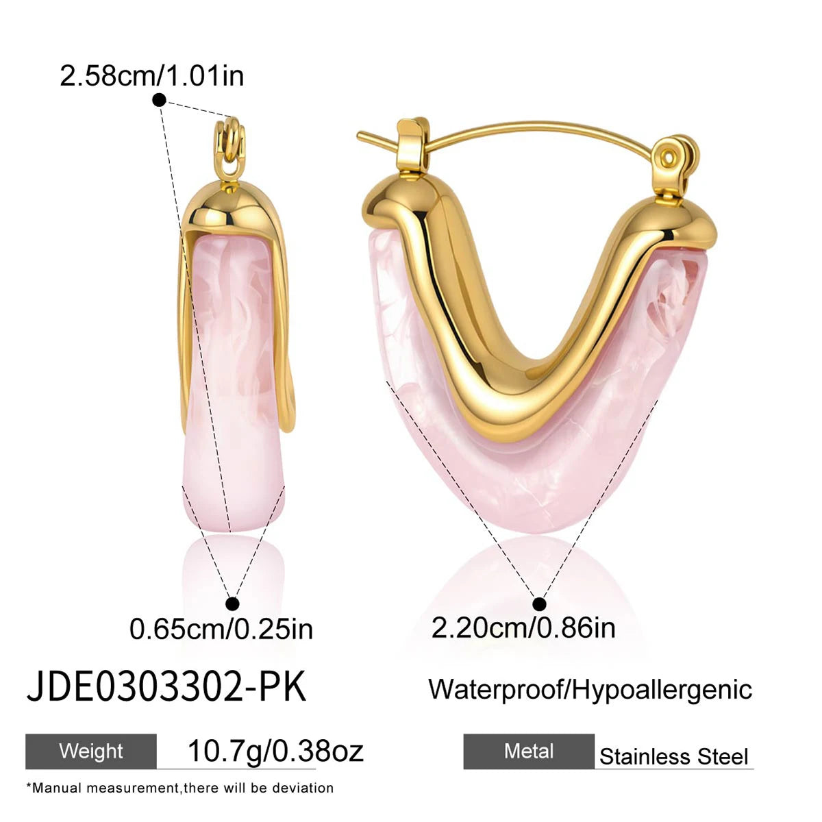 Kika Delicate Colored Resin Chubby Irregular V-Shaped Earring
