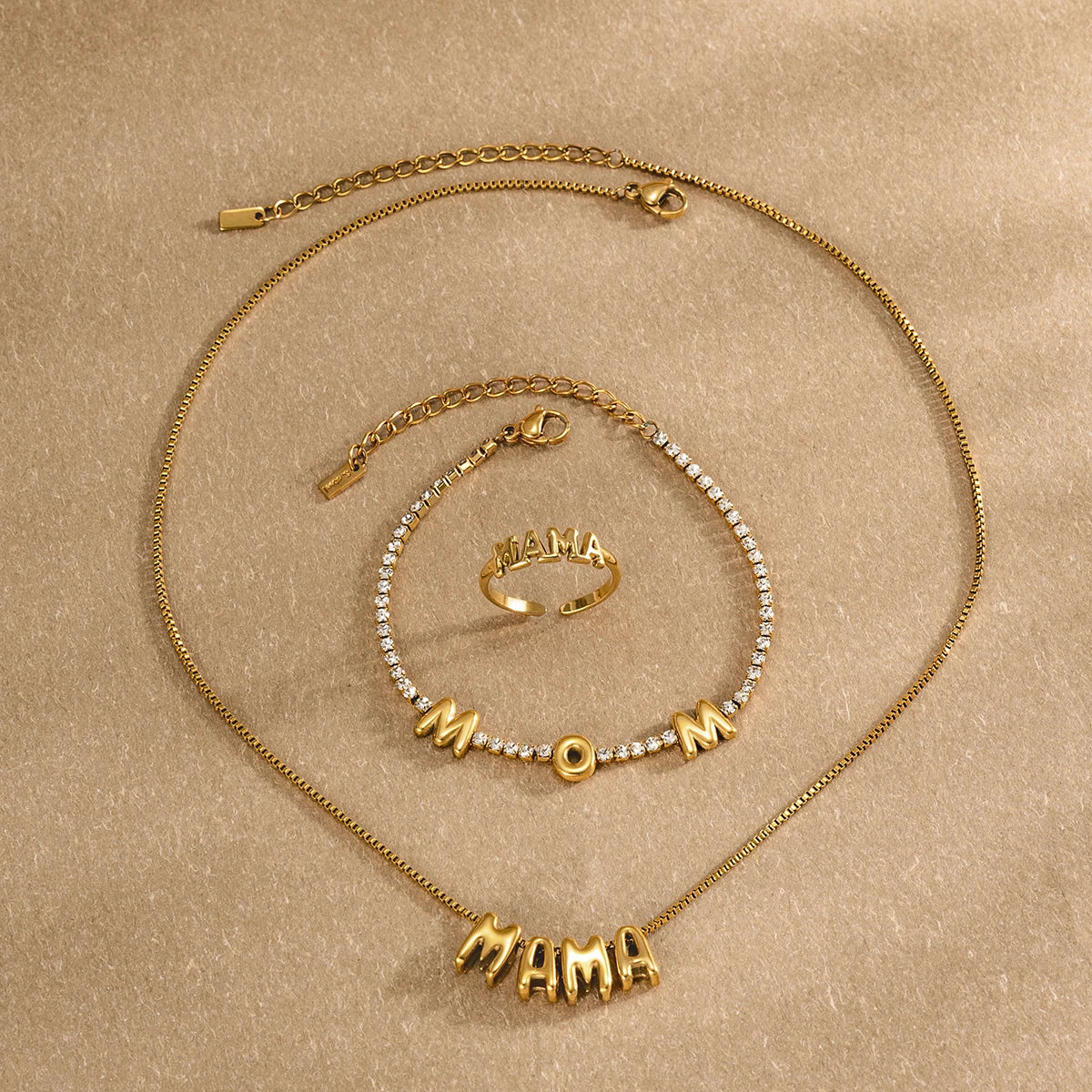 Kika Delicate Gold Color Bubble Letter Mama Mother'S Day Necklace ñ