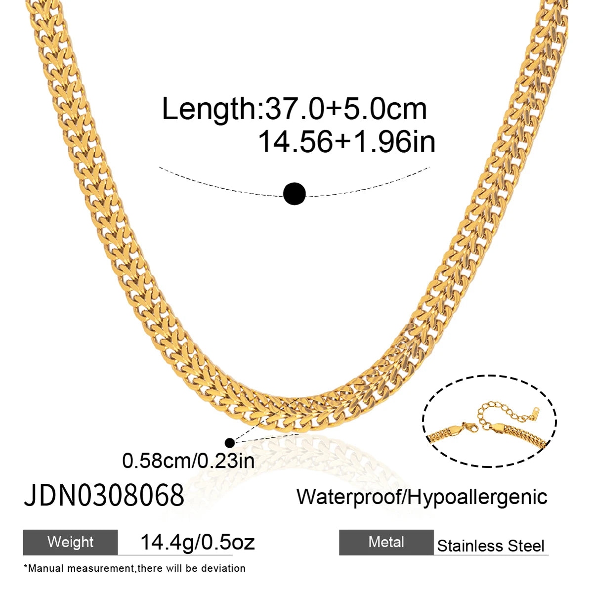 KIKA Classic Chain Necklace For Women Minimalist 18K Gold PVD Plated Stainless Steel Necklace Simple Fashion Jewelry Gift