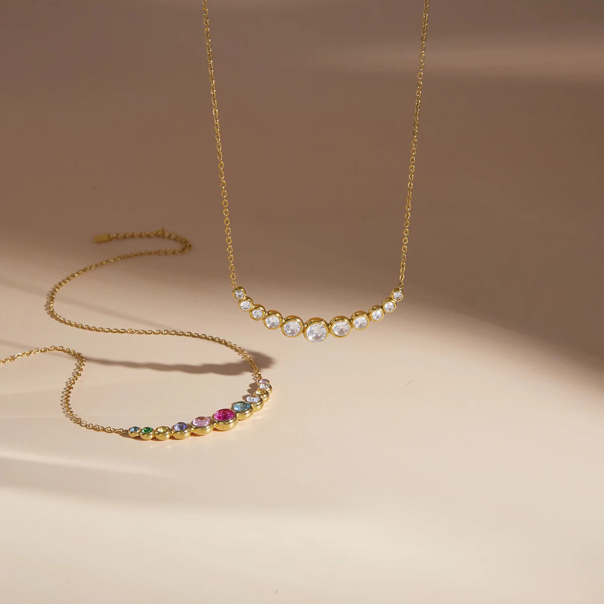 Kika Delicate Colored Circular Zircons Gradient Smiling Face Necklace