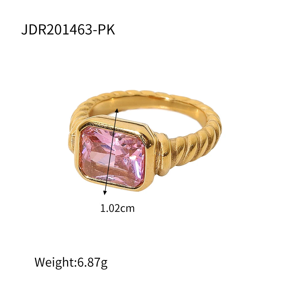 Zircon High Polished Geometric Round Chunky  Rings