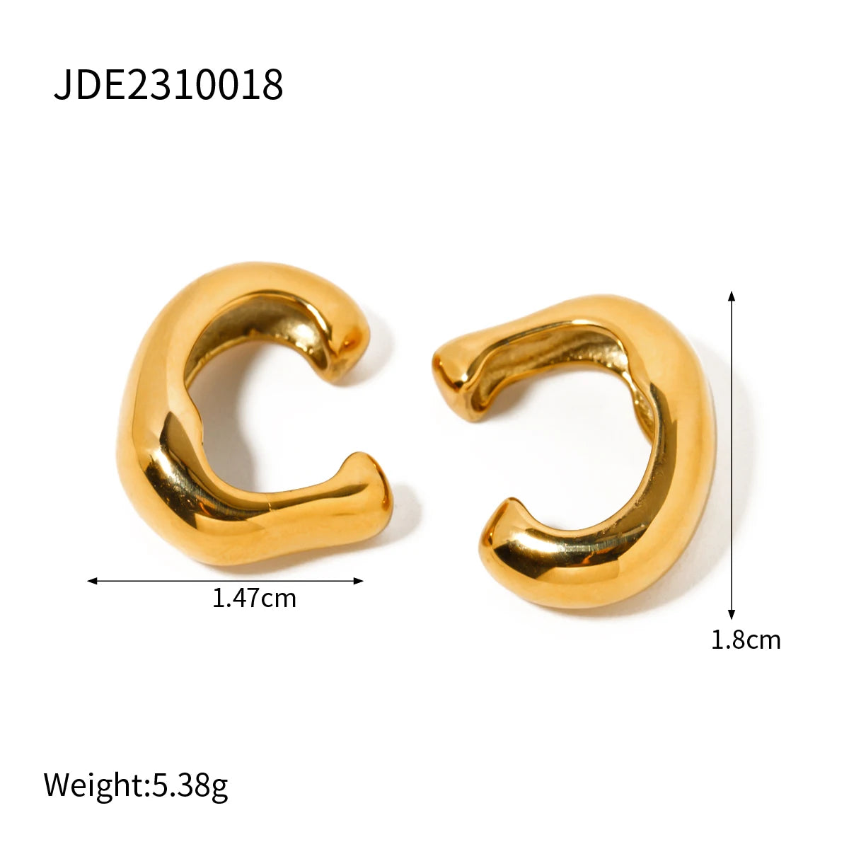 KIKA Stainless Steel 316L Punk Hip Hop Ear Clip Round Geometric Hoop Earrings Retro Gold Party Personalized