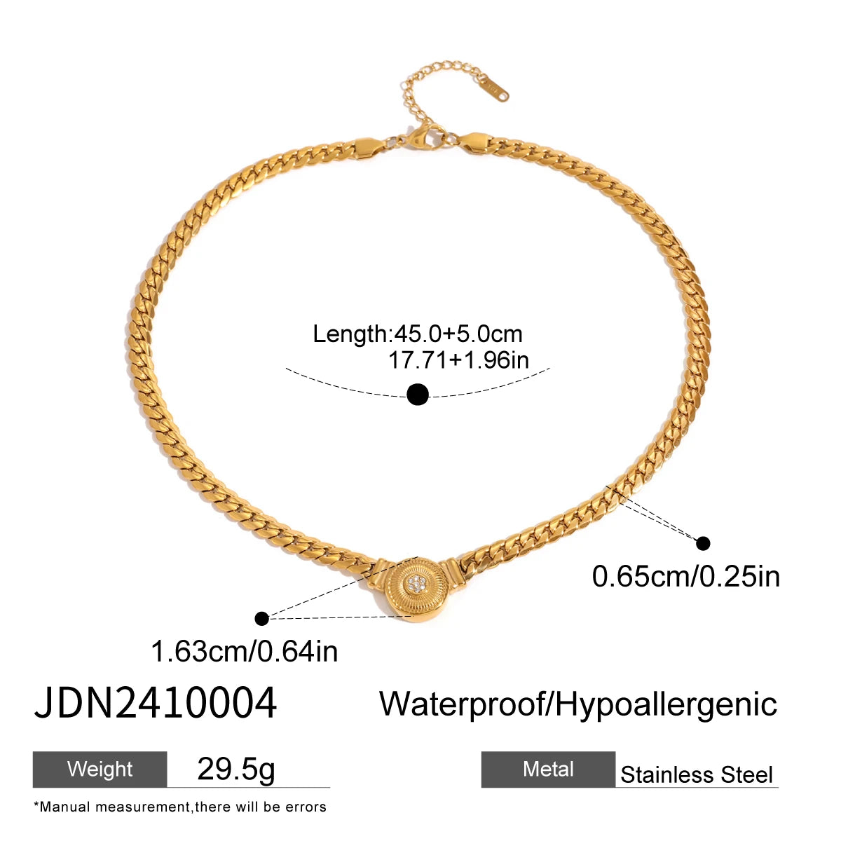 Retro Ribbed Round Pendant Necklace