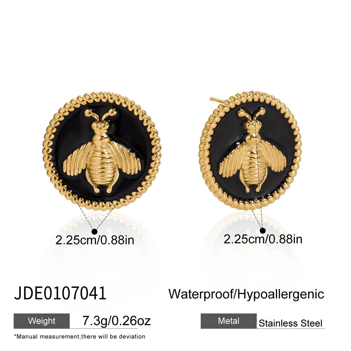 KIKA Vintage Square Red Double Color Drip Oil Ears Studs18K PVD Stainless Steel 316L Gold Color Irregular Drip Oil