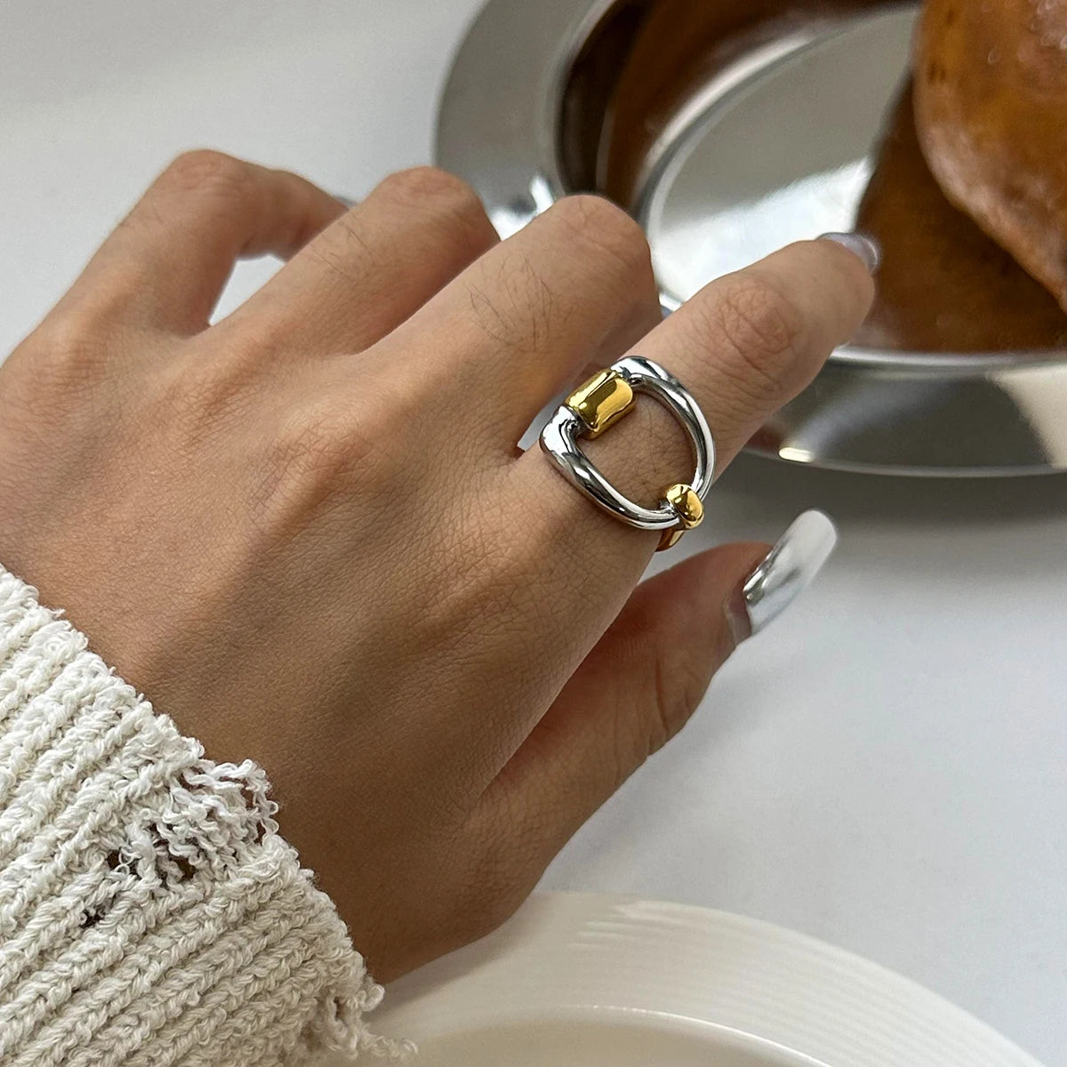 kika 316l Stainless Steel Non-Tarnish Two Toned Ring