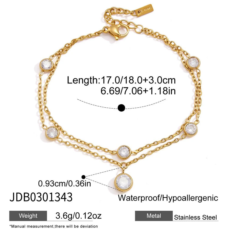 KIKA Delicate Round Zircon Bracelet  PVD Plated Stainless Steel 316L