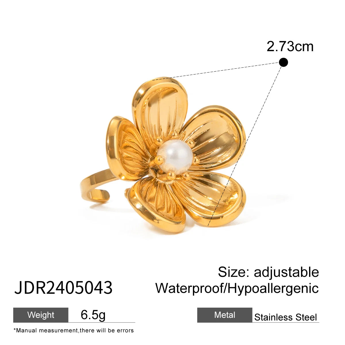 Kika Fashion Gold Color And Silver Color Flower Pearl Ring