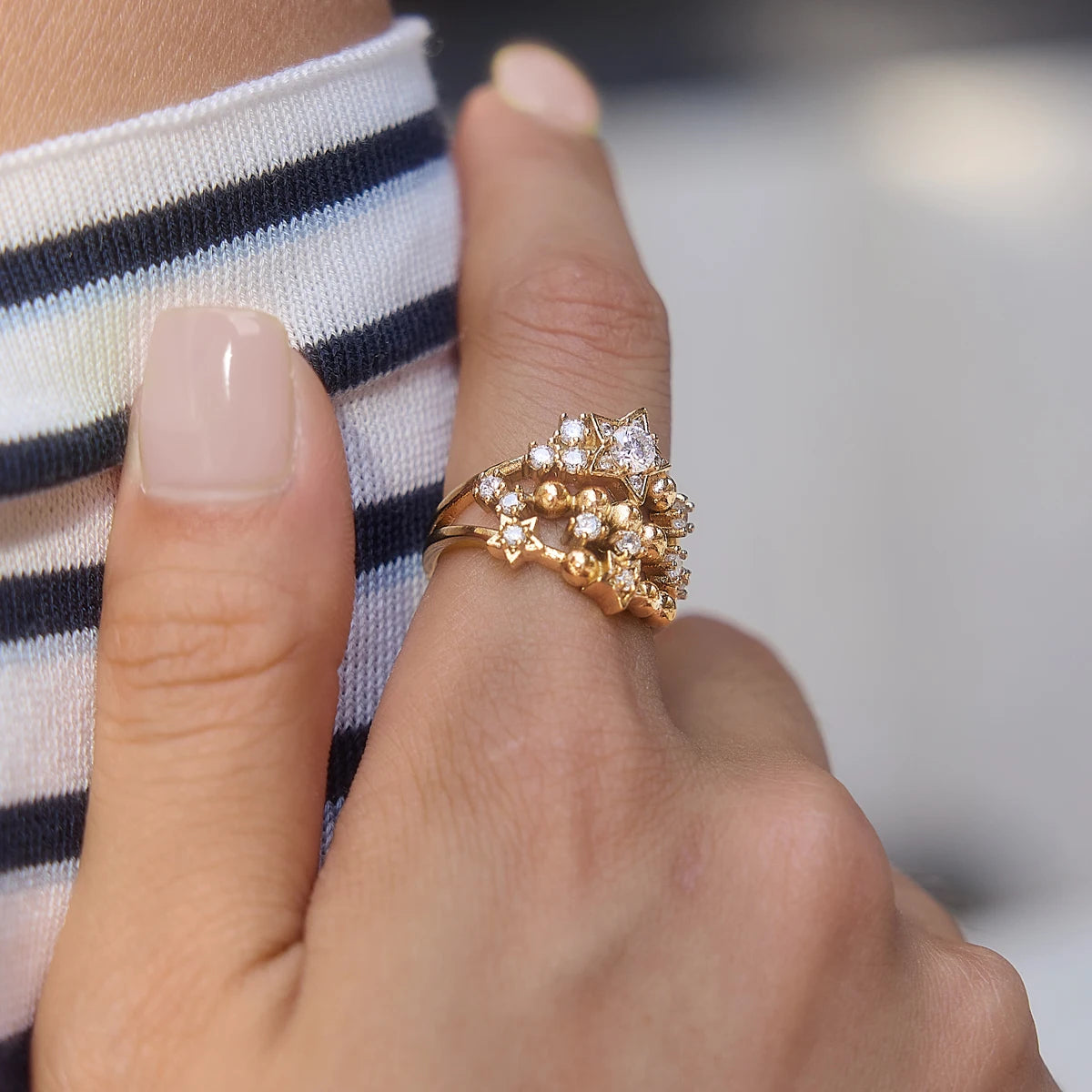 KIKA Delicate Zircon Star Open Rings PVD Plated Stainless Steel 316L