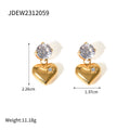 KIKA Bling Cubic Zirconia White Zircon Stud Earrings 18K Gold PVD Plated Stainless Steel 316L