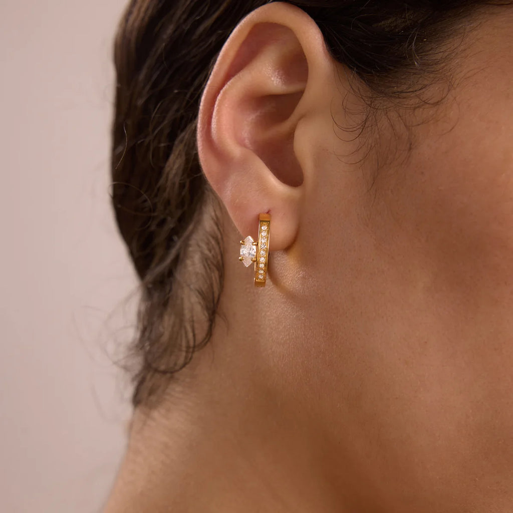 KIKA Delicate Zircon Clip Earrings For Women Minimalist 18K Gold PVD Plated Stainless Steel 316L Earrings Fashion Jewelry Gift