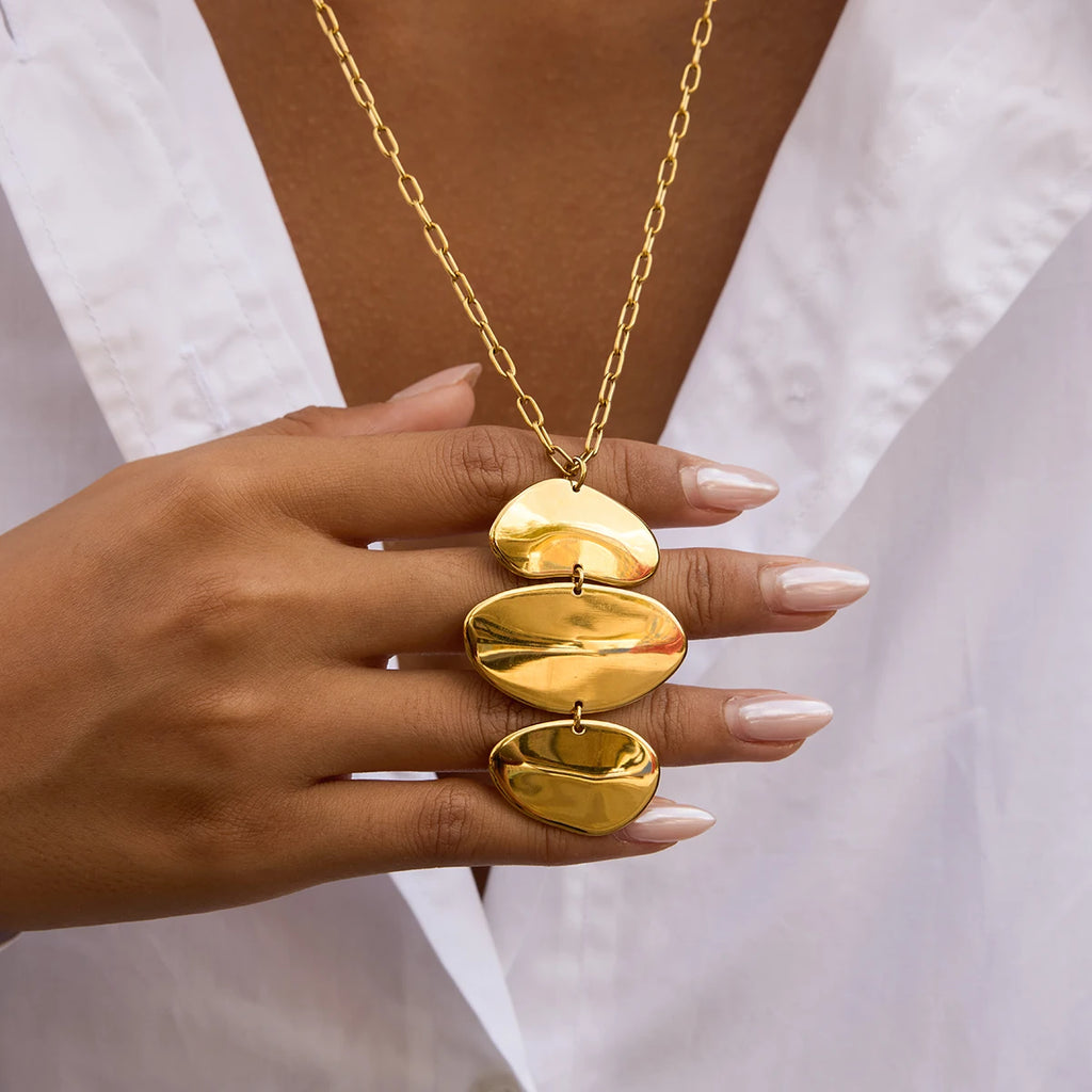 Kika Statement Irregular 3-Layer Circular Pendant Necklace