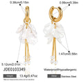 KIKA Delicate White Zircon Chain Acrylic Pearl Sheet Tassel Dangle OVD Plated Stainless Steel 316L