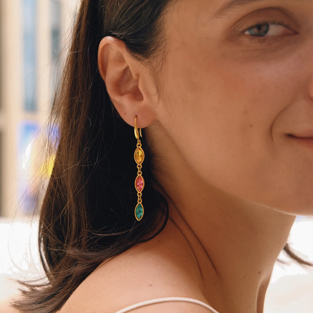KIKA Multicolor Geometric Crystal Drop Earrings For Women 18K Gold PVD Plated Stainless Steel Earrings Fashion Jewelry Gift