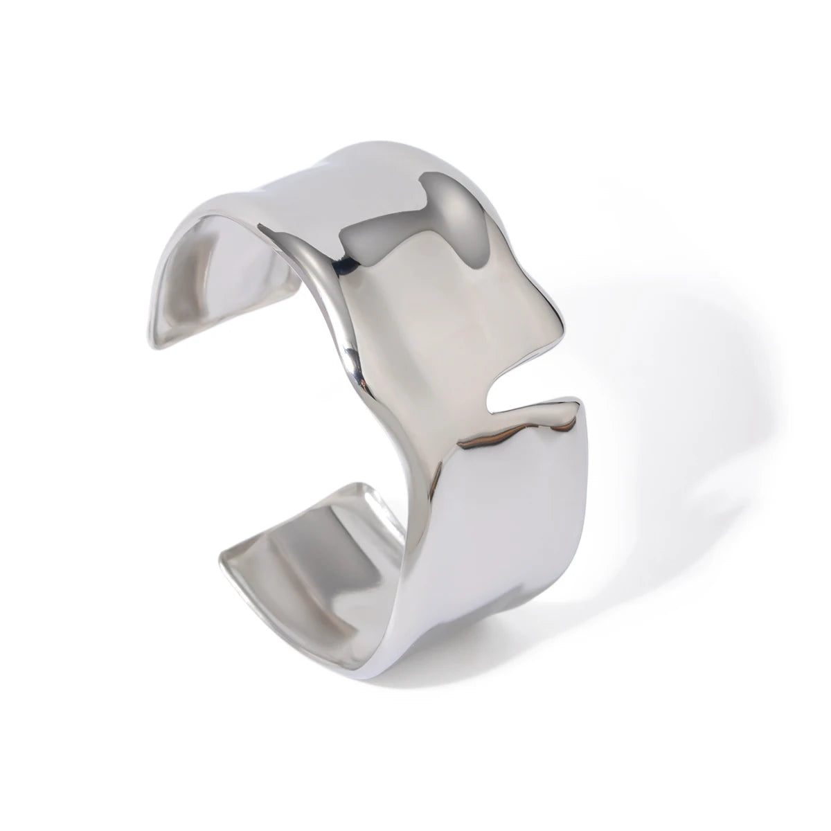 KIKA Unique Stainless Steel 316L Metal Wide Cuff Open Bracelet Bangle  PVD Plated Waterproof