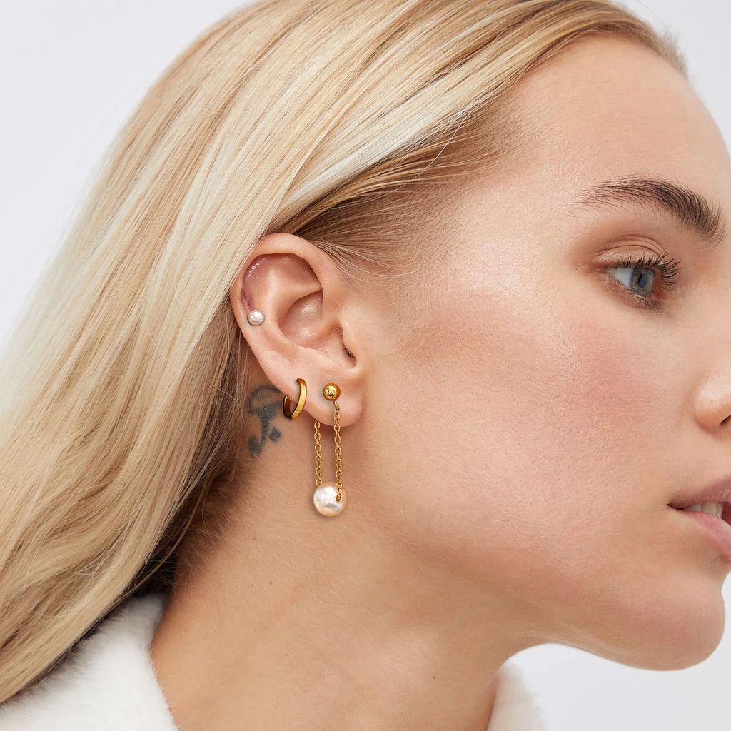 KIKA Handmade Earring Set Pearl C-shaped