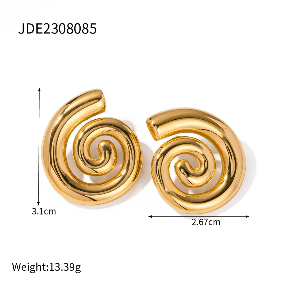 KIKA Vintage Flower Conch Square Wave Texture Earrings