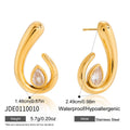 KIKA Classic Spiral Drop Earrings With White Zircon PVD Gold Plated Stainless Steel 316L Rings