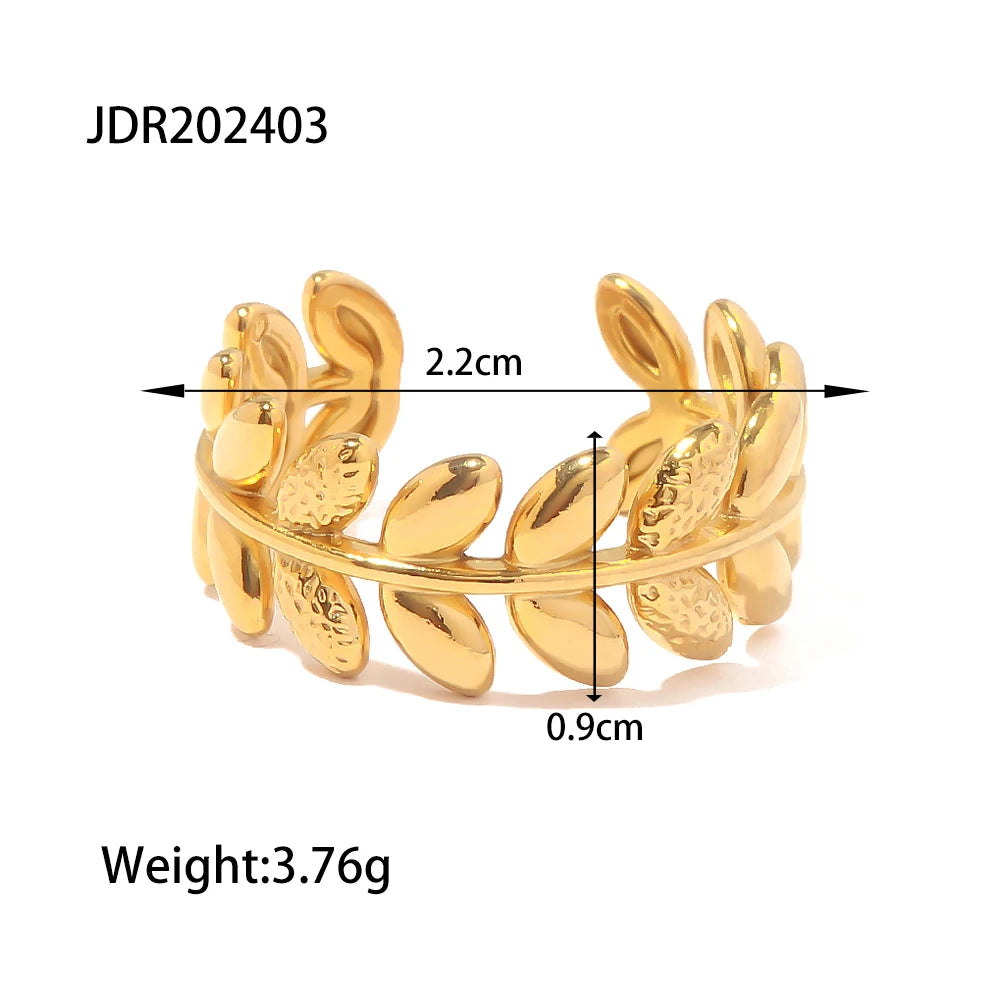 Exquisite And Fashionable Leaf Texture Layered Ring