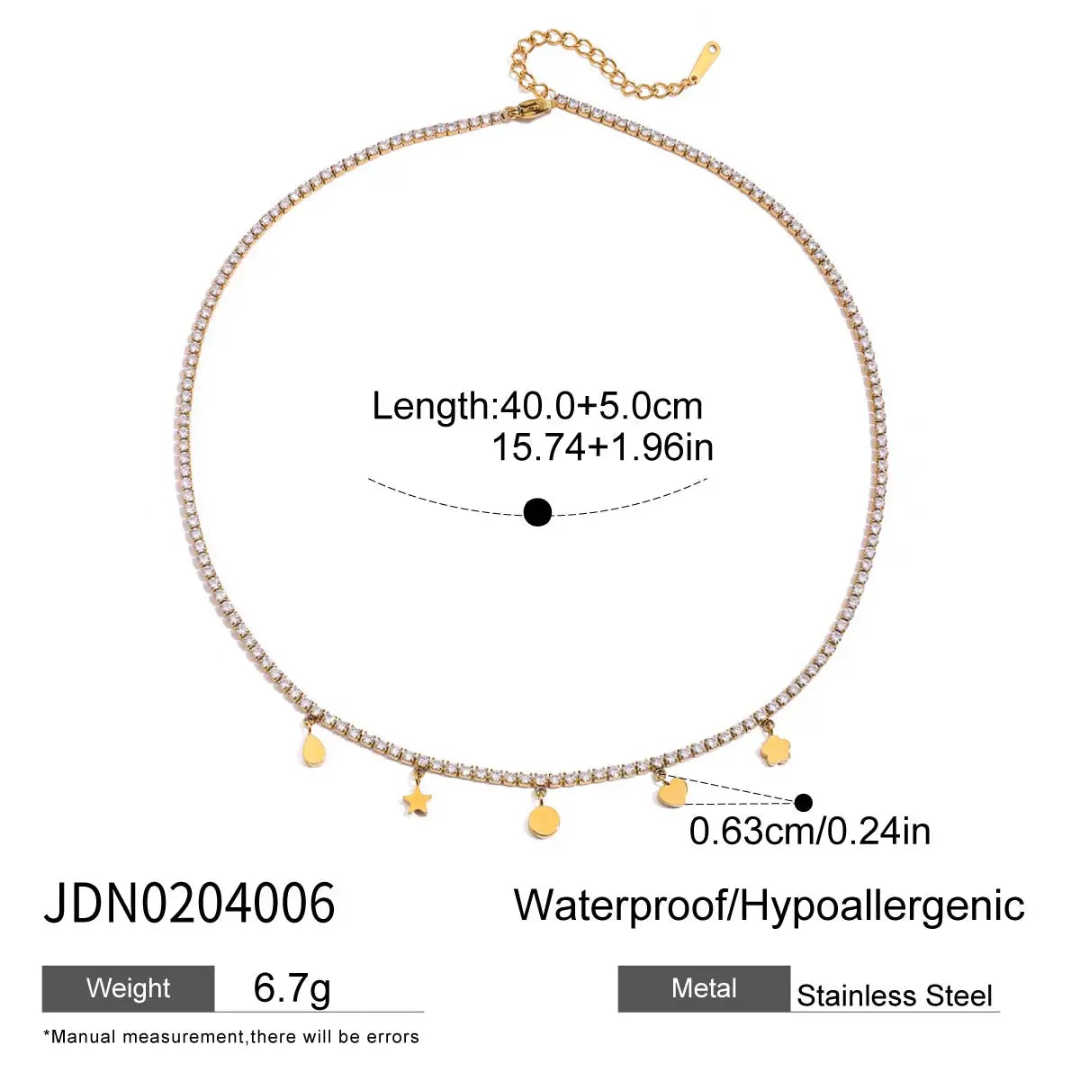 Kika Simple Classic  Rhinestone Smooth Four Star Pendant Necklace