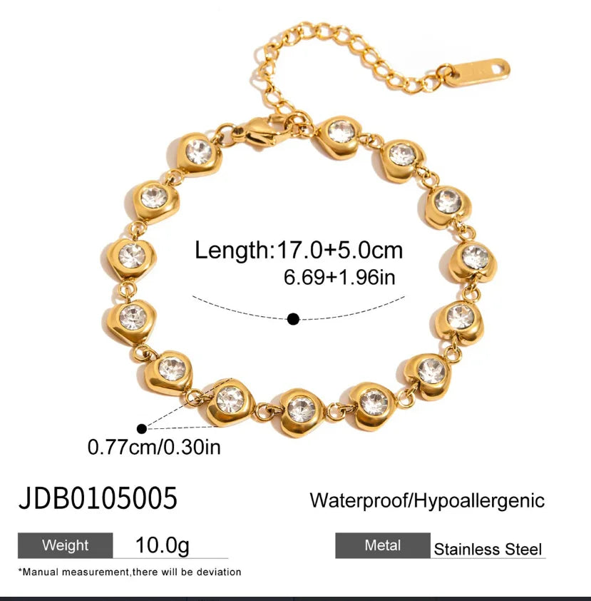 Kika Minimalist Round White Zircon Double Layer Hollow Bracelet