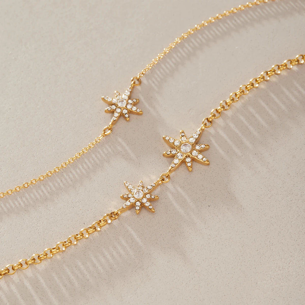 KIKA Classic Crystal Zircon Star Bracelet  18K Gold PVD Plated Stainless Steel 316L