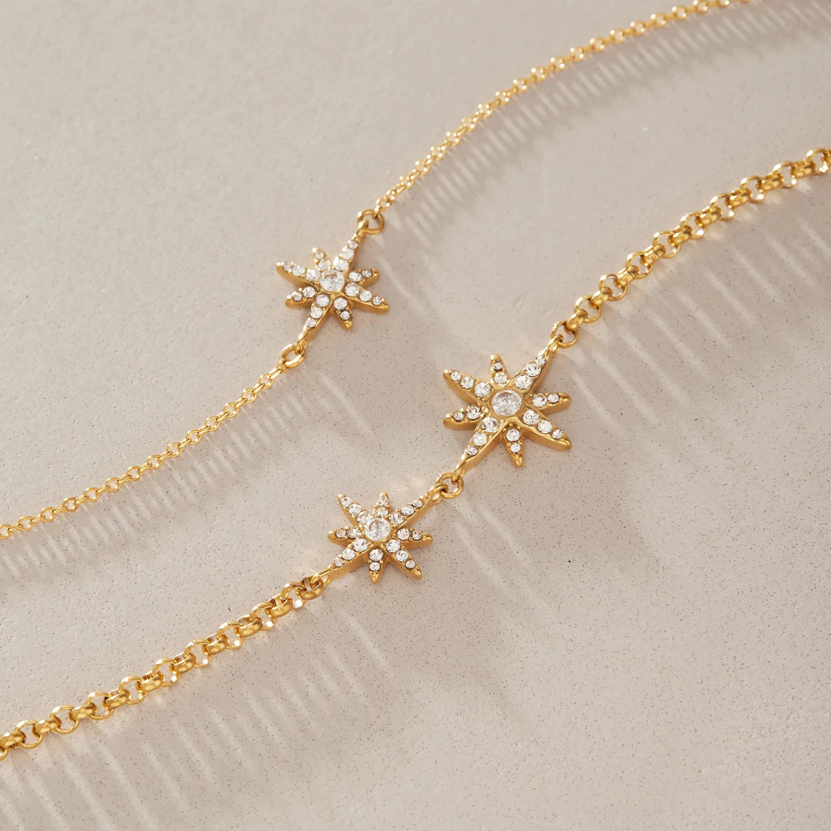 KIKA Classic Crystal Zircon Star Bracelet  18K Gold PVD Plated Stainless Steel 316L