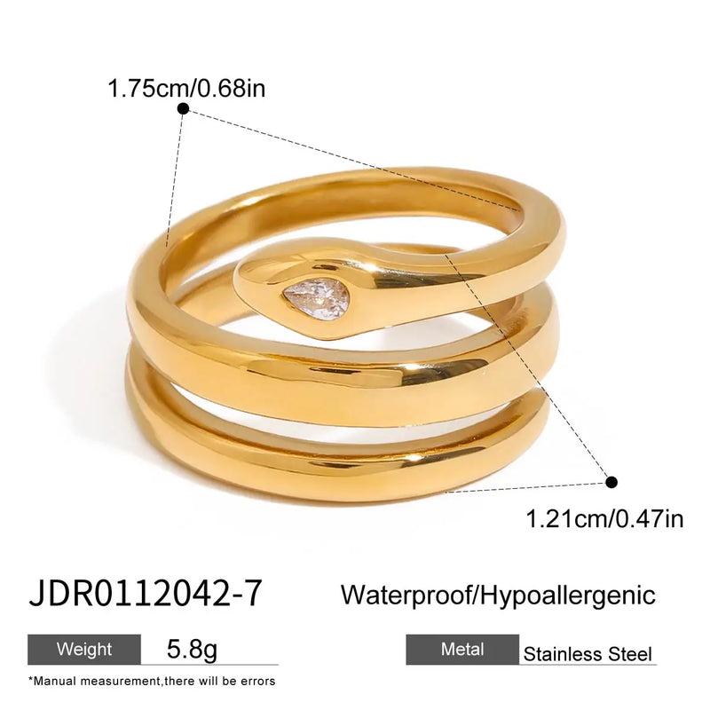 KIKA Fashion Classic Zircon Snake Ring Stainless Steel 316L