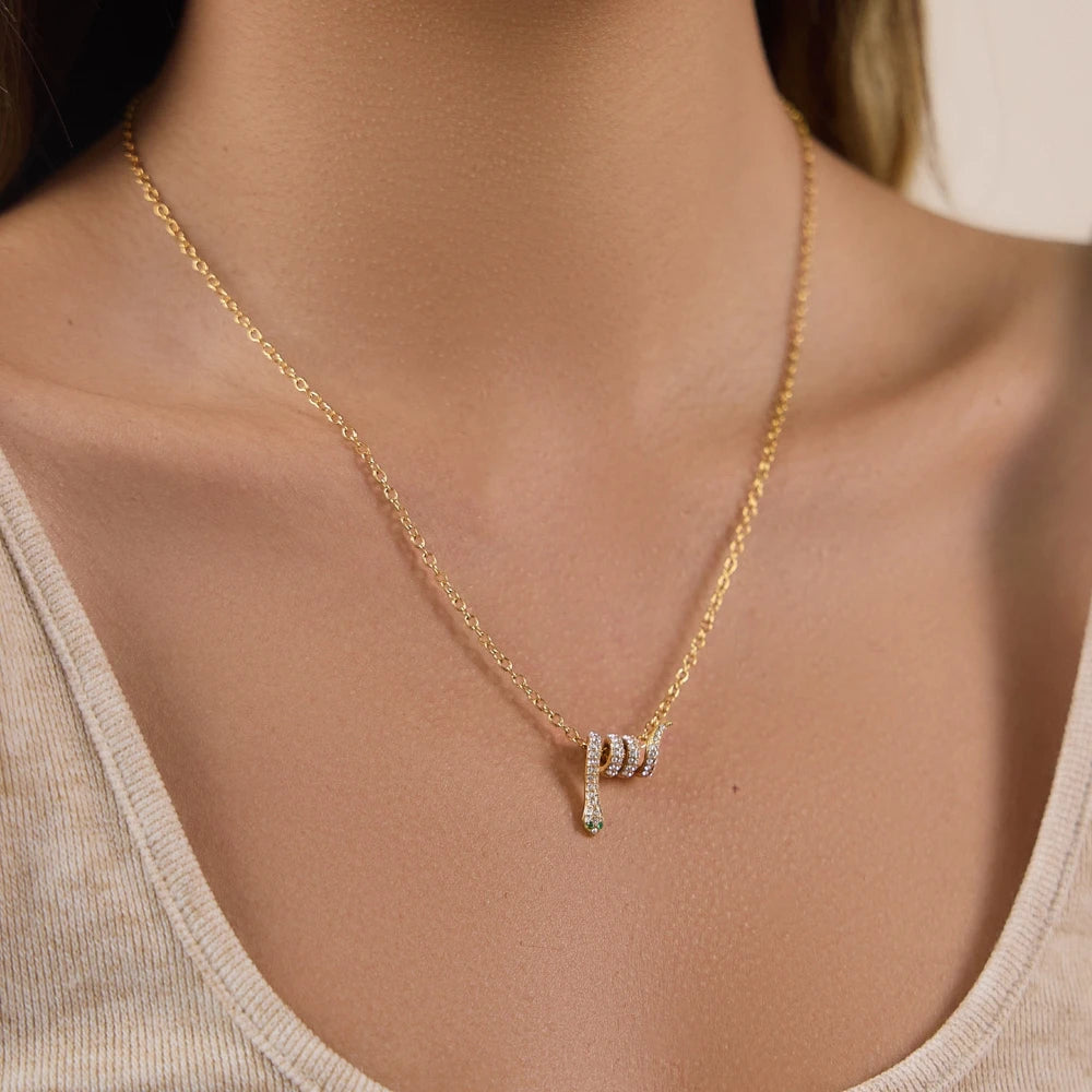 Kika Delicate Crystal Snake Pendant Necklace