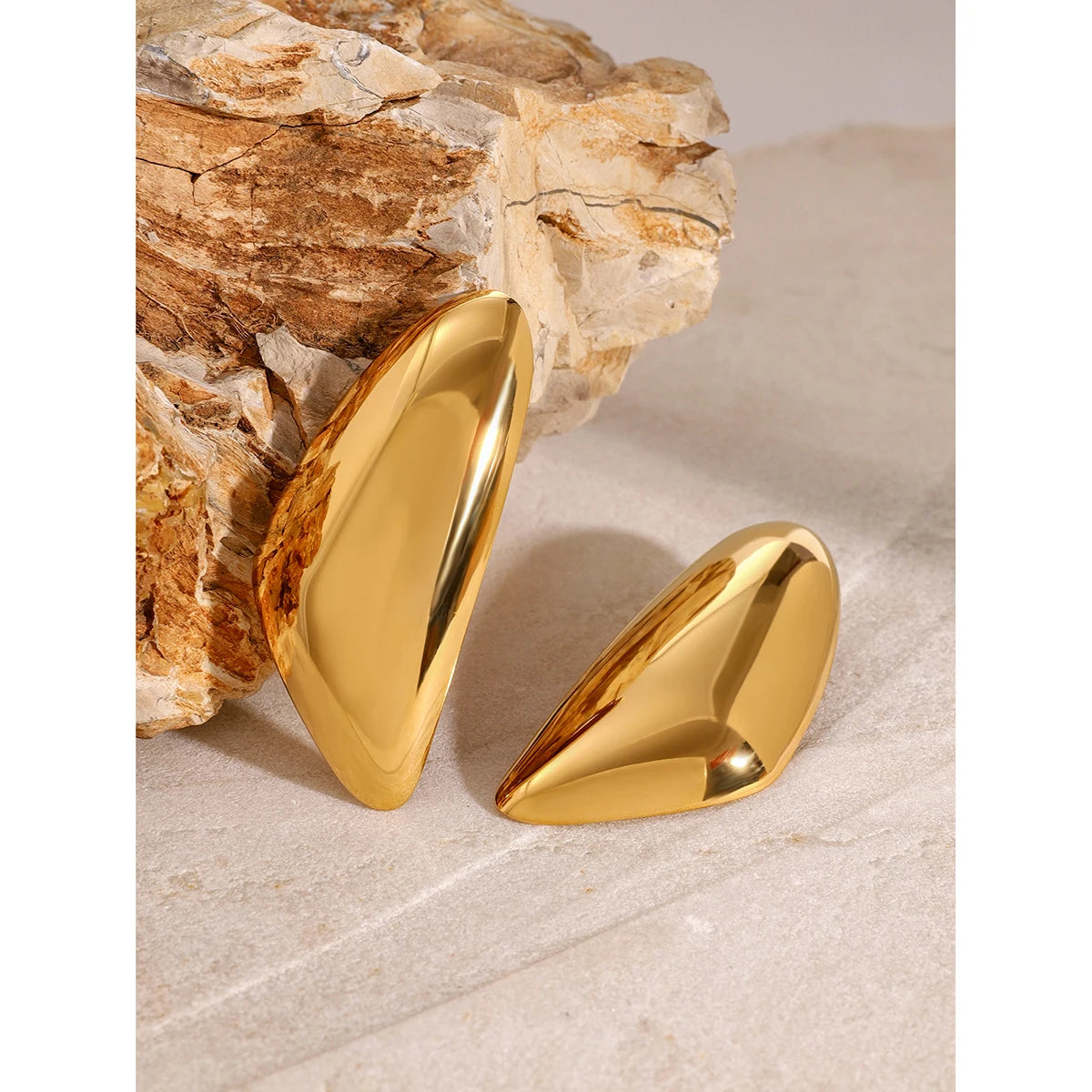 Kika Stainless Steel Elongated Unusual Stud Earrings