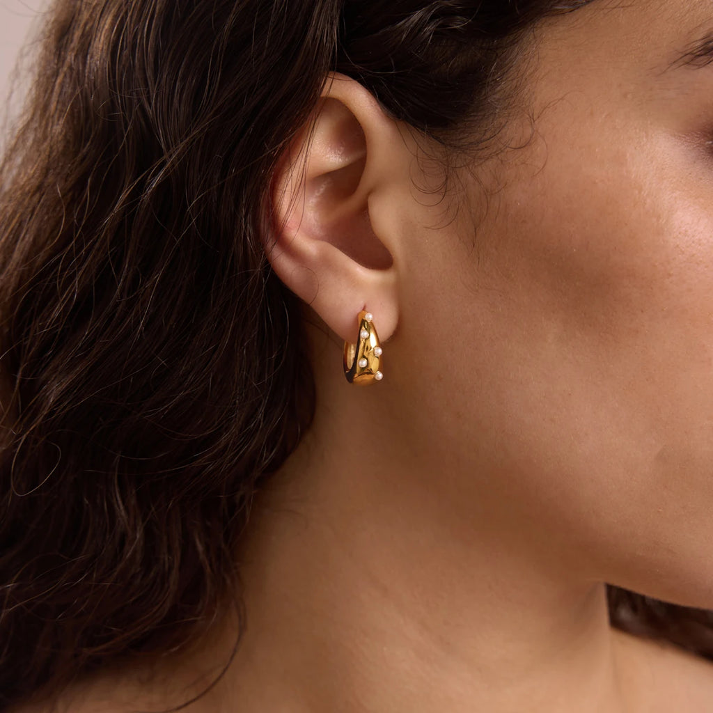 Kika Elegant Imitation Pearl Earrings Minimalist 18K Gold PVD Plated Stainless Steel 316L