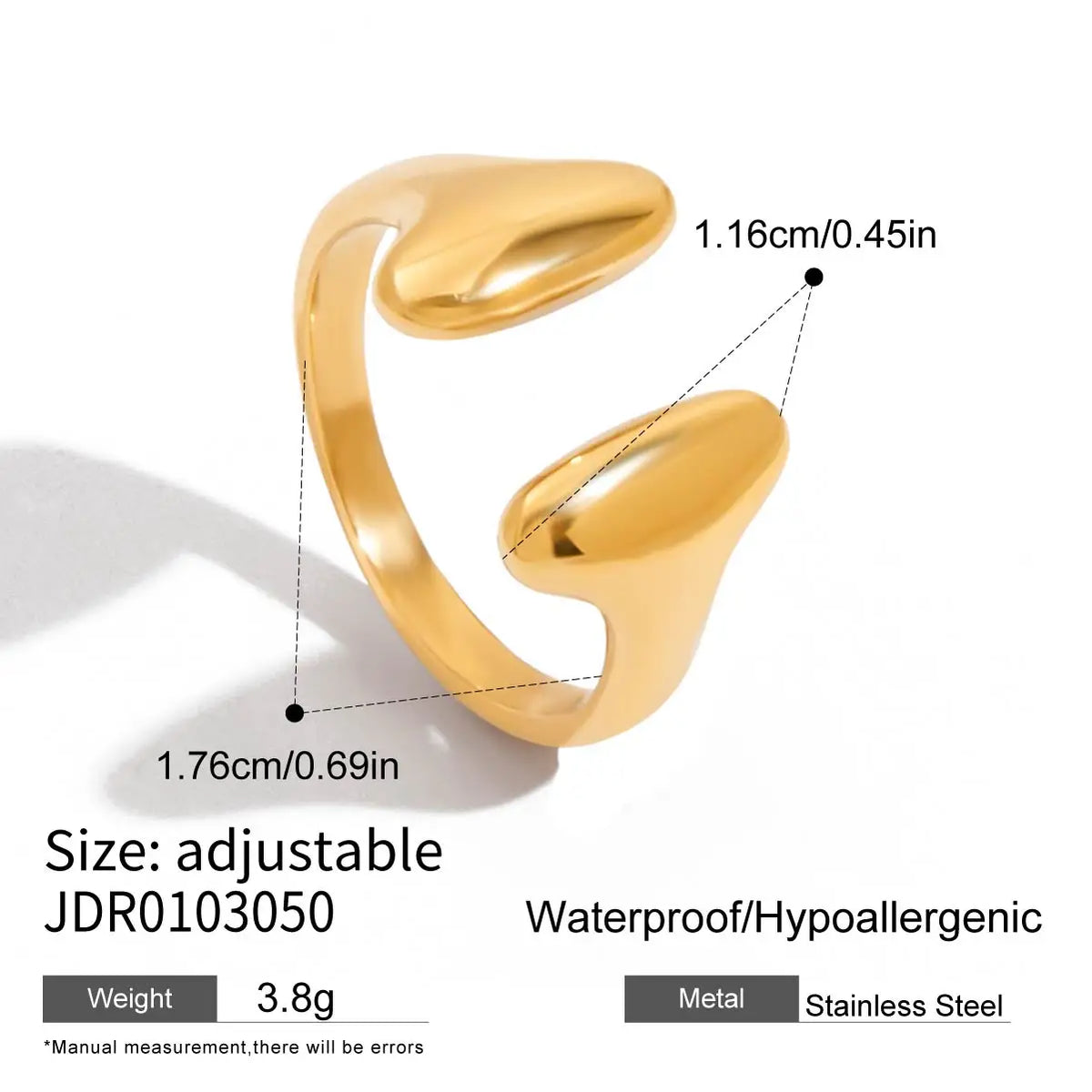 Kika Minimalist Stainless Steel Smooth Asymmetric Ring Oval