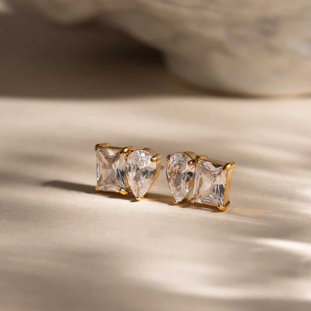 Classic Stainless Steel Shiny Cubic Zirconia Water Drop